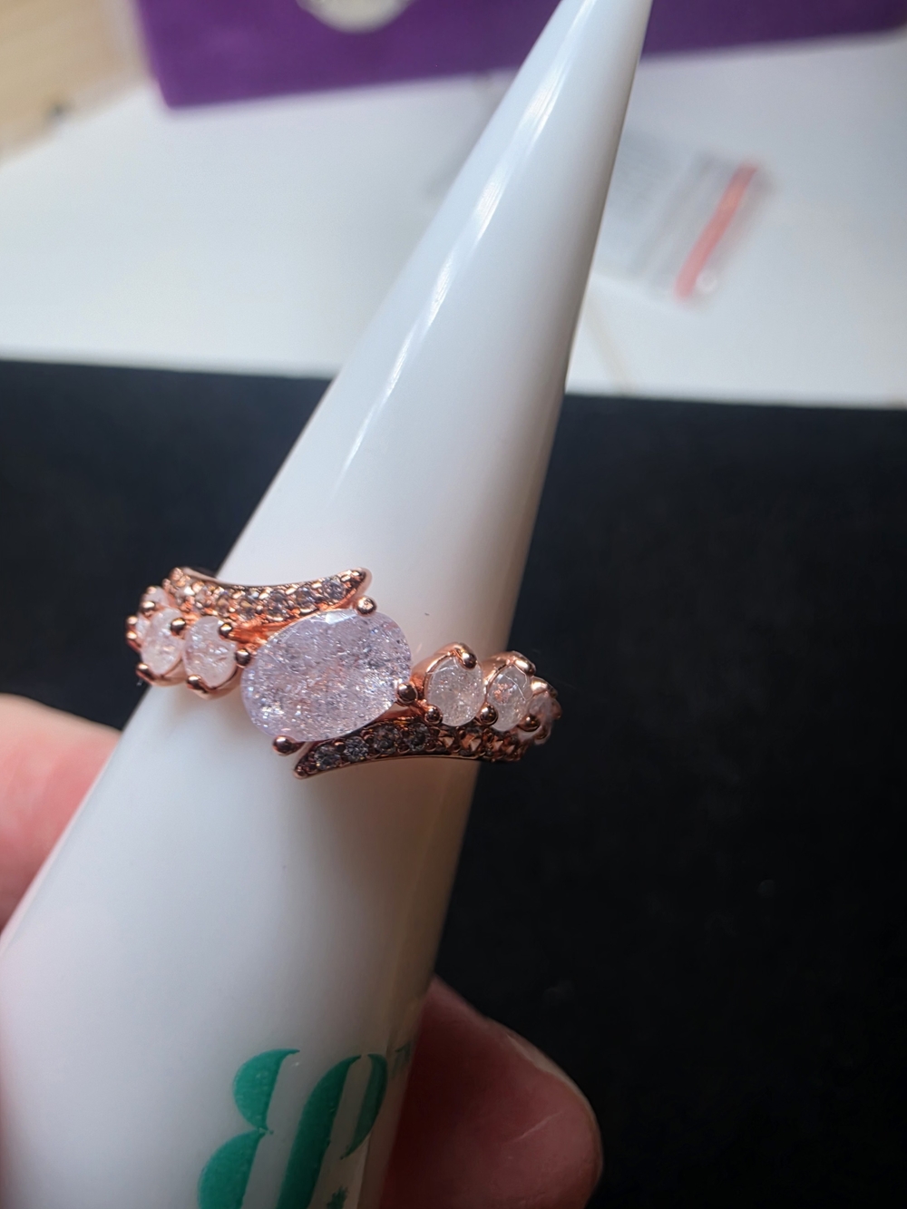 Rose Gold Opal Accent Ring